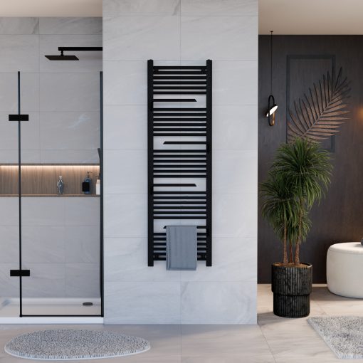 HD Atlas Black 1600x500 mm design törölközőszárító radiátor, matt fekete