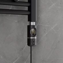 HD Atlas Black 1600x600 mm elektromos design törölközőszárító radiátor 400W-os fűtőpatronnal, matt fekete