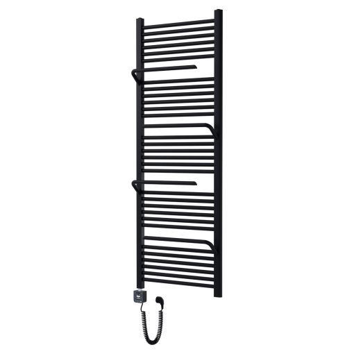 HD Atlas Black 1600x600 mm smart elektromos design törölközőszárító radiátor 400W-os wifi-s fűtőpatronnal, matt fekete