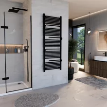 HD Atlas Black 1600x600 mm design törölközőszárító radiátor, matt fekete