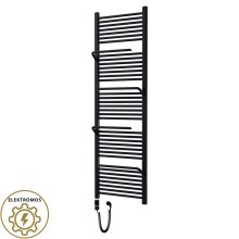 HD Atlas Black 1800x600 mm elektromos design törölközőszárító radiátor 600W-os fűtőpatronnal, matt fekete