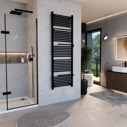 HD Atlas Black 1800x600 mm design törölközőszárító radiátor, matt fekete