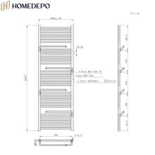 HD Atlas White 1800x600 mm elektromos design törölközőszárító radiátor 600W-os fűtőpatronnal, fényes fehér