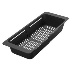   HD állítható gyümölcsmosó/edényszárító kosár, matt fekete színben, 46x18,4 cm