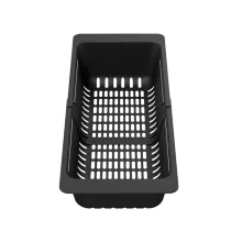 HD állítható gyümölcsmosó/edényszárító kosár, matt fekete színben, 46x18,4 cm