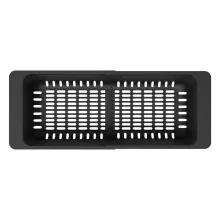 HD állítható gyümölcsmosó/edényszárító kosár, matt fekete színben, 46x18,4 cm