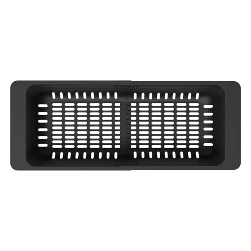 HD állítható gyümölcsmosó/edényszárító kosár, matt fekete színben, 46x18,4 cm