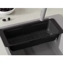 HD állítható gyümölcsmosó/edényszárító kosár, matt fekete színben, 46x18,4 cm