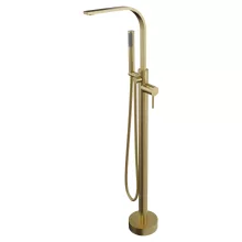 HD Onyx Brushed Gold szálcsiszolt arany szabadonálló kádtöltő csaptelep elforgatható kifolyócsővel és kézi zuhanyszettel