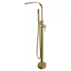   HD Onyx Brushed Gold szálcsiszolt arany szabadonálló kádtöltő csaptelep elforgatható kifolyócsővel és kézi zuhanyszettel