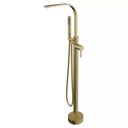 HD Onyx Brushed Gold szálcsiszolt arany szabadonálló kádtöltő csaptelep elforgatható kifolyócsővel és kézi zuhanyszettel