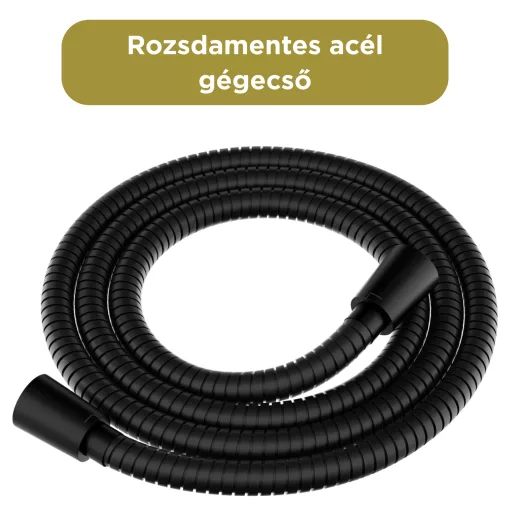 HD Onyx Black fekete szabadonálló kádtöltő csaptelep elforgatható kifolyócsővel és kézi zuhanyszettel