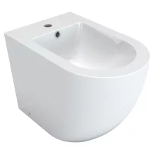 HD Lea Glossy White íves álló bidé, cserélhető színű túlfolyóval