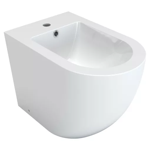 HD Lea Glossy White íves álló bidé, cserélhető színű túlfolyóval