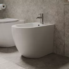 HD Lea Glossy White íves álló bidé, cserélhető színű túlfolyóval