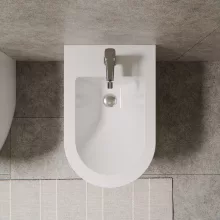 HD Lea Glossy White íves álló bidé, cserélhető színű túlfolyóval