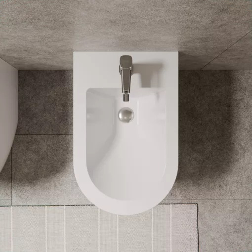 HD Lea Glossy White íves álló bidé, cserélhető színű túlfolyóval