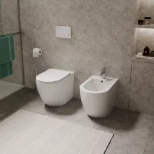 HD Lea Glossy White íves álló bidé, cserélhető színű túlfolyóval