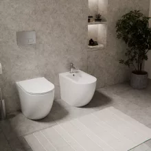 HD Lea Glossy White íves álló bidé, cserélhető színű túlfolyóval