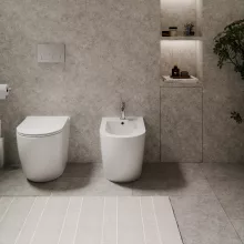 HD Lea Glossy White íves álló bidé, cserélhető színű túlfolyóval