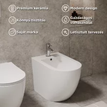 HD Lea Glossy White íves álló bidé, cserélhető színű túlfolyóval