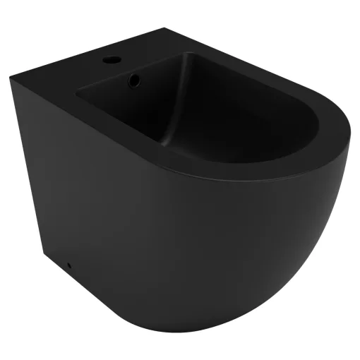 HD Lea Matt Black íves álló bidé, matt fekete túlfolyóval