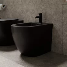 HD Lea Matt Black íves álló bidé, matt fekete túlfolyóval