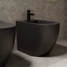 HD Lea Matt Black íves álló bidé, matt fekete túlfolyóval