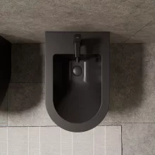 HD Lea Matt Black íves álló bidé, matt fekete túlfolyóval