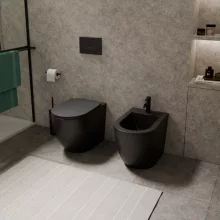 HD Lea Matt Black íves álló bidé, matt fekete túlfolyóval