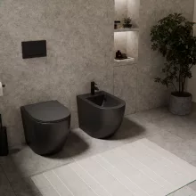 HD Lea Matt Black íves álló bidé, matt fekete túlfolyóval
