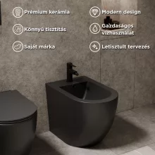 HD Lea Matt Black íves álló bidé, matt fekete túlfolyóval