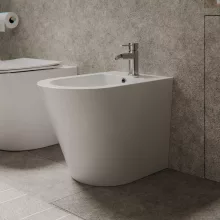 HD Madrid Glossy White íves álló bidé, cserélhető színű túlfolyóval