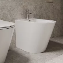 HD Madrid Glossy White íves álló bidé, cserélhető színű túlfolyóval