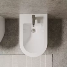 HD Madrid Glossy White íves álló bidé, cserélhető színű túlfolyóval