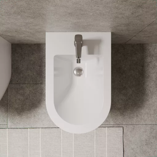 HD Madrid Glossy White íves álló bidé, cserélhető színű túlfolyóval