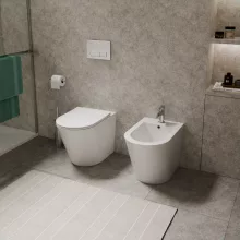 HD Madrid Glossy White íves álló bidé, cserélhető színű túlfolyóval