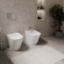 HD Madrid Glossy White íves álló bidé, cserélhető színű túlfolyóval
