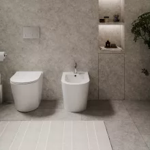 HD Madrid Glossy White íves álló bidé, cserélhető színű túlfolyóval