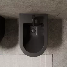 HD Madrid Matt Black íves álló bidé, matt fekete túlfolyóval