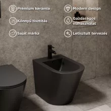 HD Madrid Matt Black íves álló bidé, matt fekete túlfolyóval