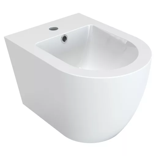 HD Lea Glossy White íves falra szerelhető bidé, cserélhető színű túlfolyóval