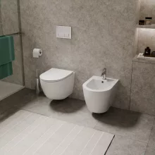 HD Lea Glossy White íves falra szerelhető bidé, cserélhető színű túlfolyóval