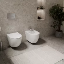 HD Lea Glossy White íves falra szerelhető bidé, cserélhető színű túlfolyóval