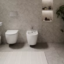 HD Lea Glossy White íves falra szerelhető bidé, cserélhető színű túlfolyóval