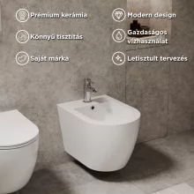 HD Lea Glossy White íves falra szerelhető bidé, cserélhető színű túlfolyóval