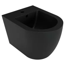 HD Lea Matt Black íves falra szerelhető bidé, matt fekete túlfolyóval