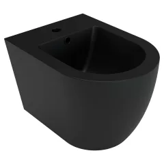   HD Lea Matt Black íves falra szerelhető bidé, matt fekete túlfolyóval