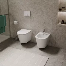 HD Madrid Glossy White íves falra szerelhető bidé, cserélhető színű túlfolyóval