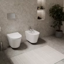 HD Madrid Glossy White íves falra szerelhető bidé, cserélhető színű túlfolyóval